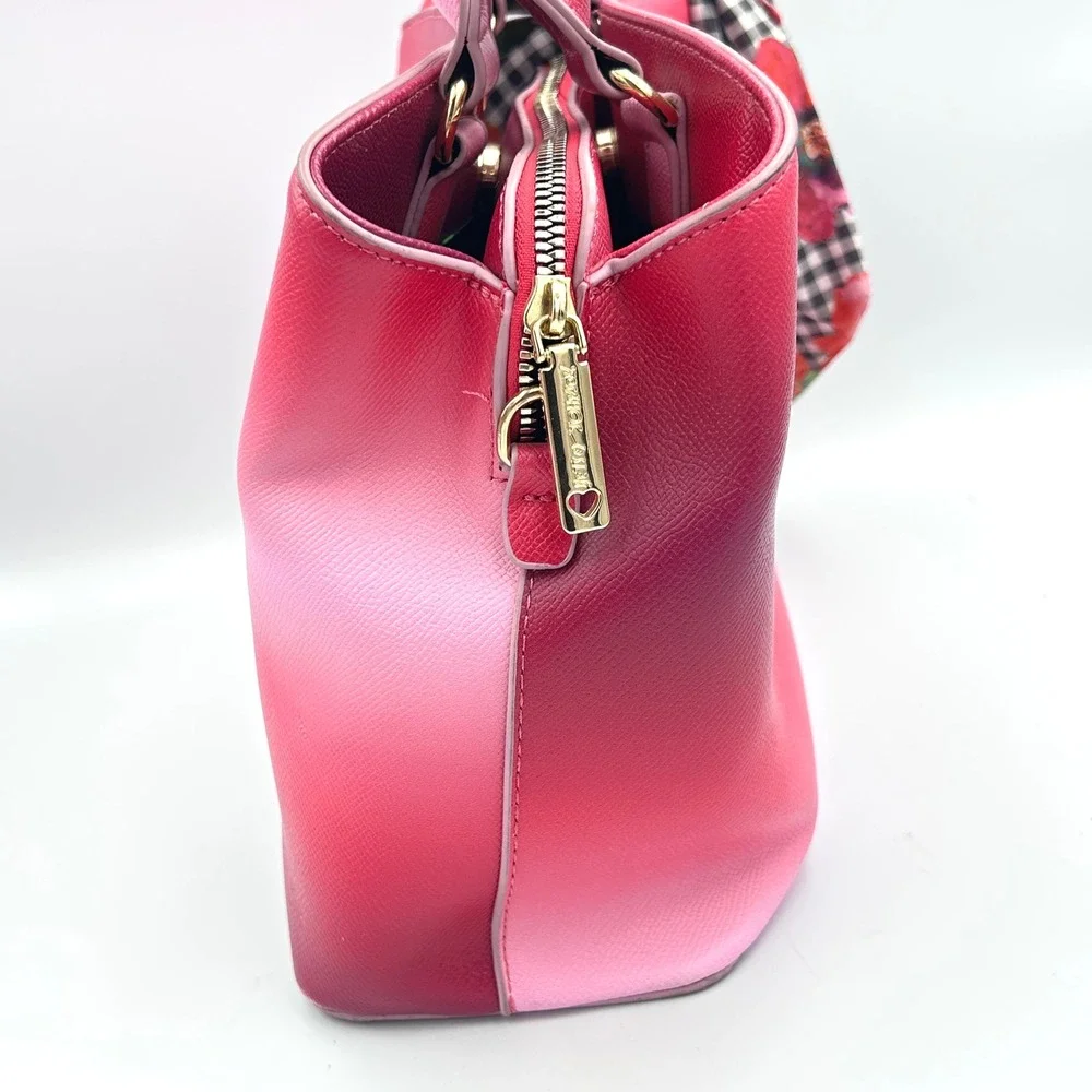 Betsey Johnson Ombre Pink Satchel Bag Women Faux Leather Medium Pink Barbiecore